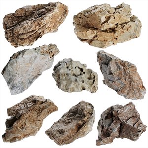 8 Photorealistic PBR Rocks -2 - 360 Degree Scanned - LODs Low Med High - 8K Textures