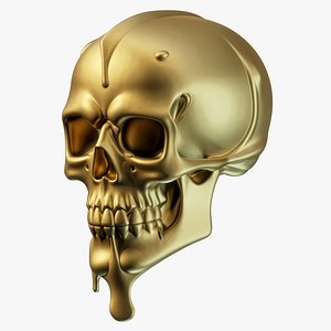 3D Dripping Gold Skull