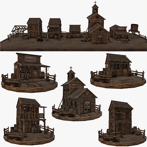 old west environment kitbash 3D model