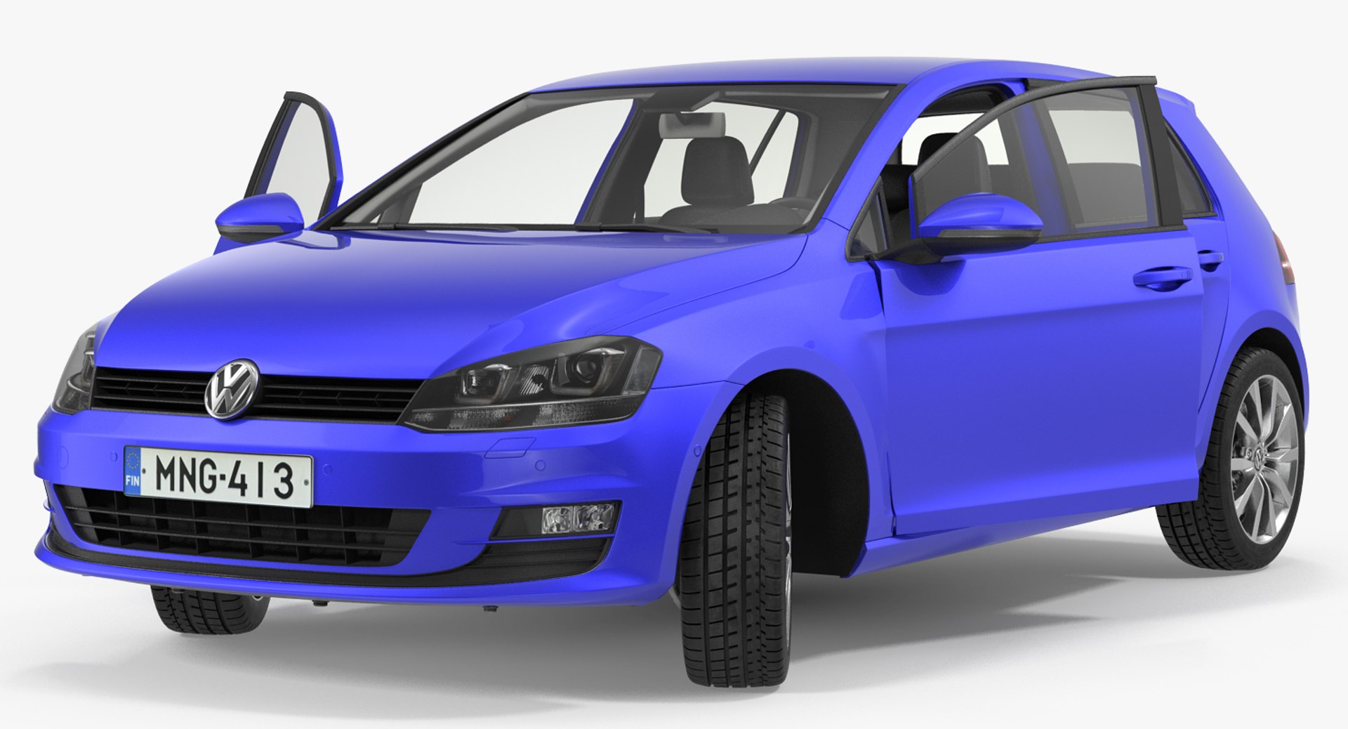 Volkswagen Golf 2017 Rigged 3D Model 3D model preview