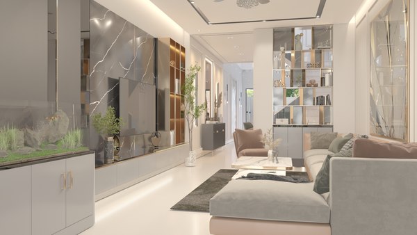 3D model Living Room - Kitchen Interior 16