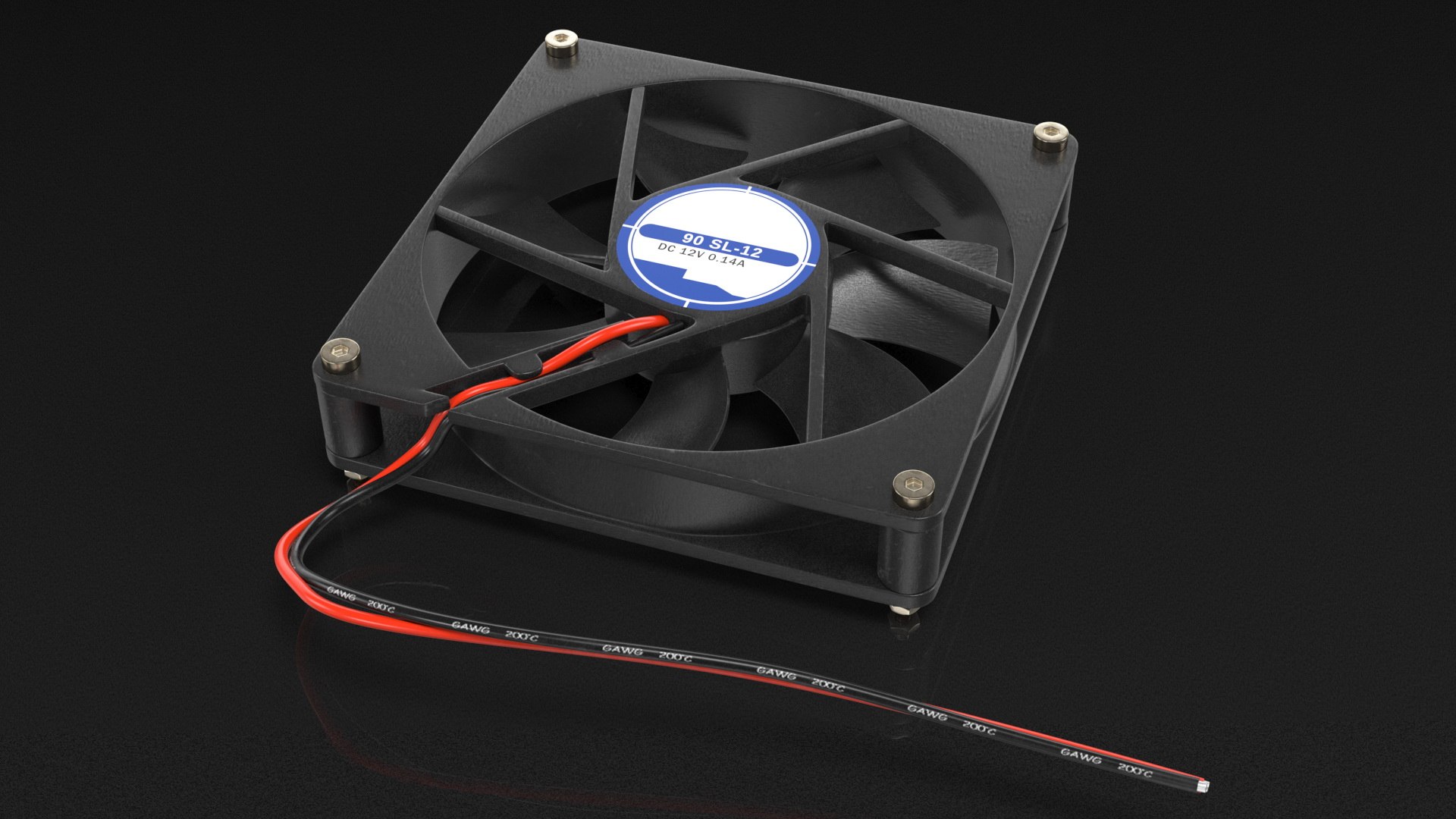 3D DC 12V 90mm Case Fan model https://p.turbosquid.com/ts-thumb/IY/bhzS56/mr/dc12v90mmcasefan3dsmodel007/jpg/1643765273/1920x1080/fit_q87/040316dd898453919807eef54e9766d685ea1d04/dc12v90mmcasefan3dsmodel007.jpg