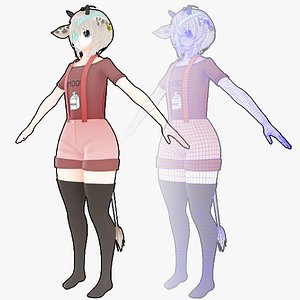 3D VR chat cow femboy character model
