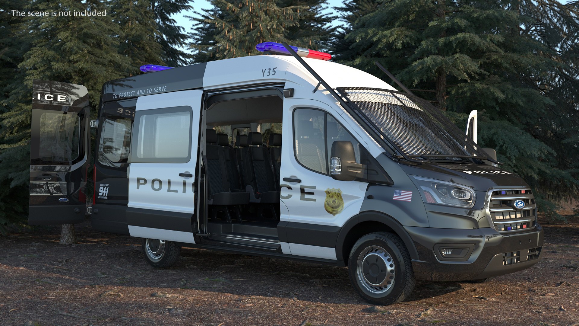 Ford Transit Police Van 2020 Rigged 3D model preview