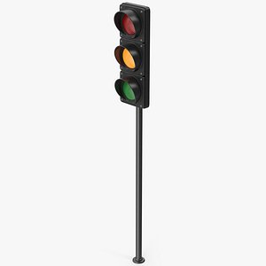 3D model Traffic Light Pole Yellow Warning Light