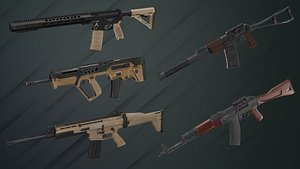Assault Rifle Customizable Weapon pack UE - Blender 3D model