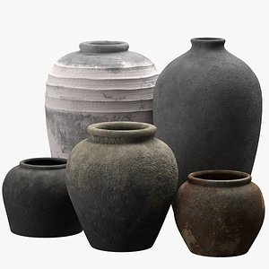 Artisan clay vases 3D model