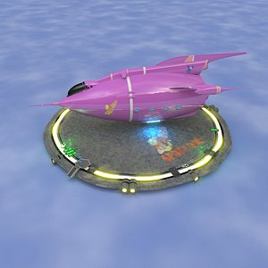 retro rocketship 3d blend