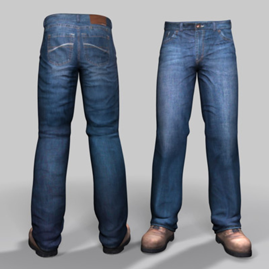 man jeans boots 3d model