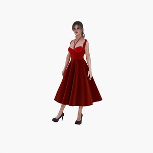 3D model Lydia in Red Dress