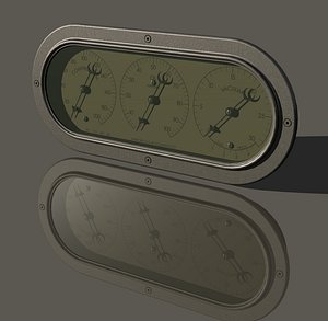 3D vintage gauge cluster pressure model