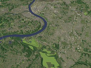 Cincinnati Ohio USA in 20 km x 20 km - city and urban