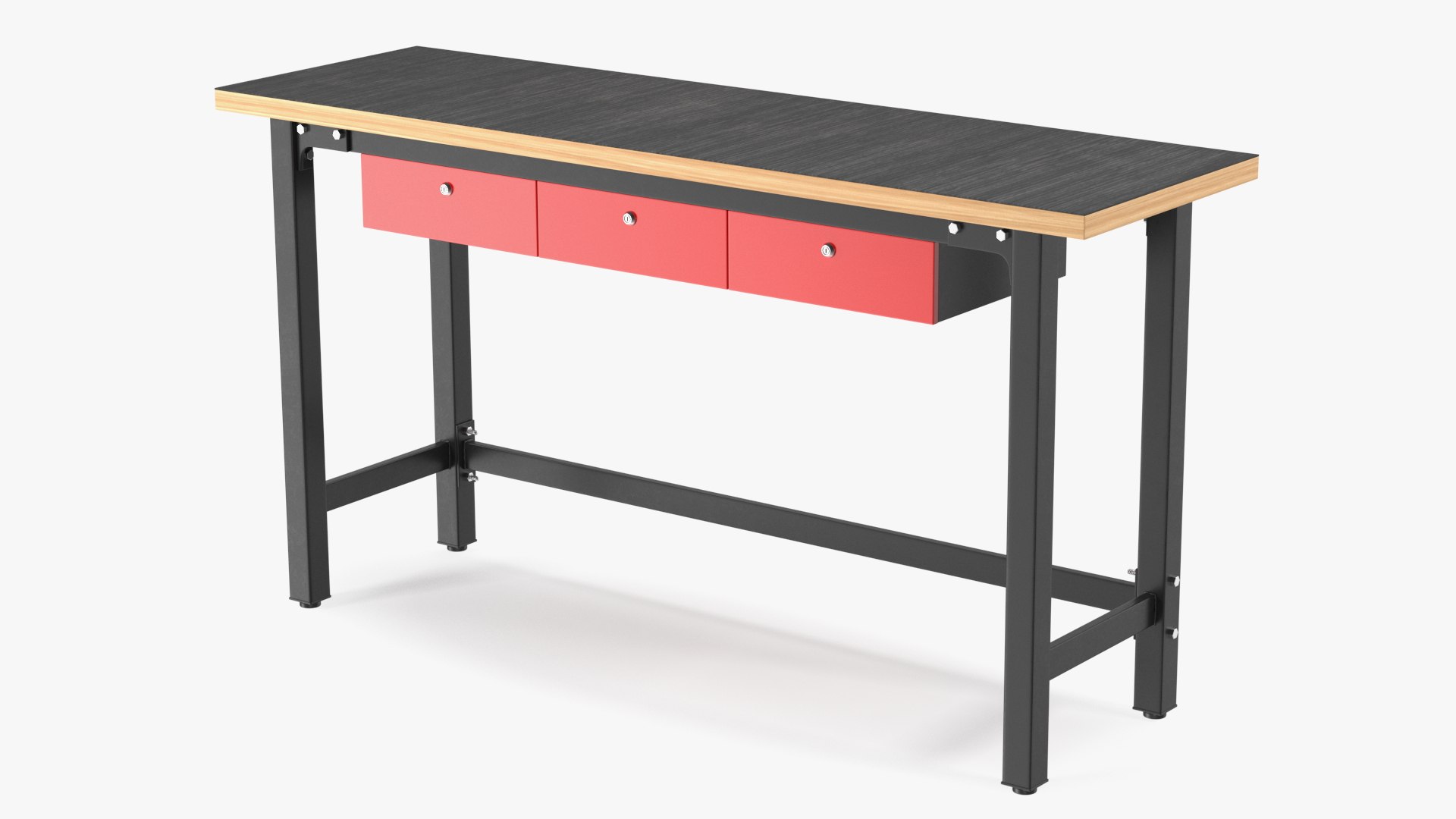 Red Wood Work Garage Bench 3D model preview