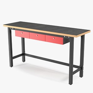 Red Wood Work Garage Bench 3D