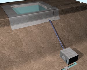 Scheme and cutaway of a lo power hydroeletric power generator