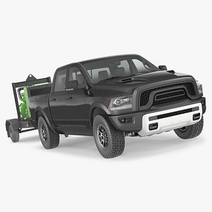 Black Pickup with Industrial Water Transfer Pump 3D