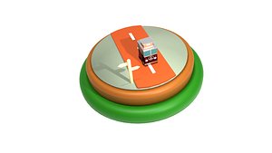 Hippie Van on Road Low Poly
