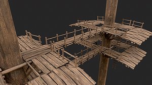 Wooden Tree House Shelters and Platforms 9 3D model