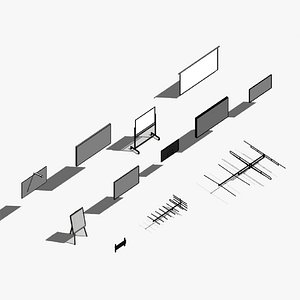 Whiteboards and TVs - Pack of revit families 3D model