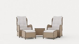 3D model Marcus Cafaset With 2 Recliner Armchairs M Cushion