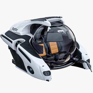 Rigged White Mini Submersible C-Researcher PBR 3D model