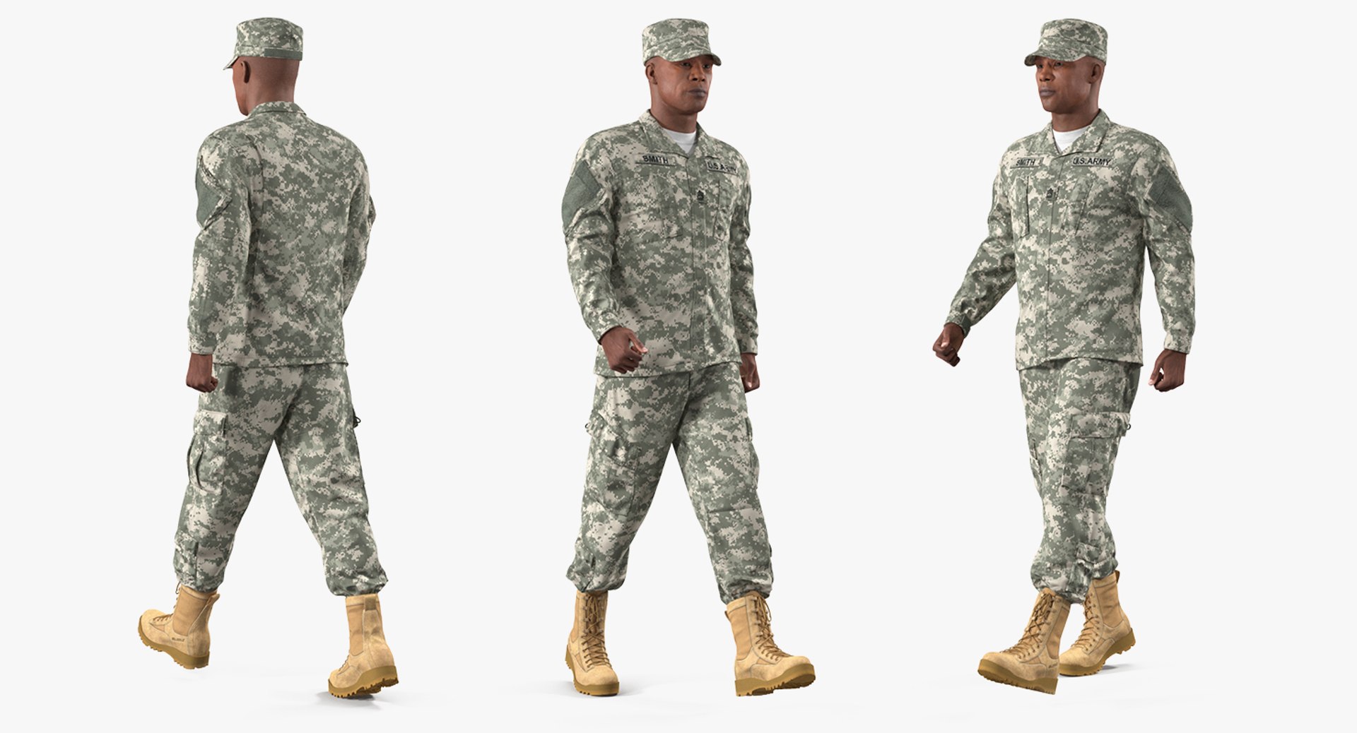 US Army Soldier Marching Fur 3D Model 3D model preview