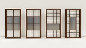 Shoji- Traditional Japanese door window or room divider with translucent paper 2007 3D model