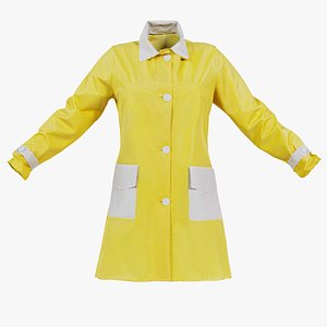 3D Yellow Pockets Vinyl Raincoat Closed Remastered model