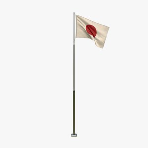 3D Animated  Japan Flag model