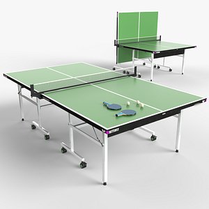 Green Tennis Table Ping Pong rackets and ball