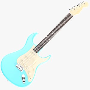 Detailed Electric Guitar Blue