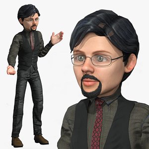 Cartoon Rigged Business Man Character 3D Model 3D model