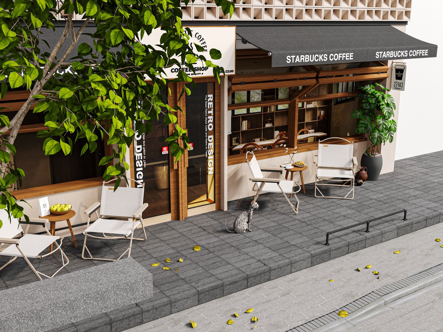 Storefront Shopfront Coffee Shop Retail City Model - TurboSquid 2215573