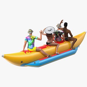 3D Banana Boat With People Rigged for Modo