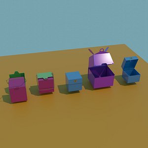 Set of gift open and closed boxes 3D