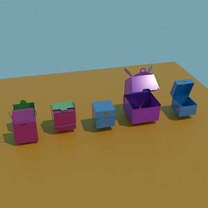 Set of gift open and closed boxes
