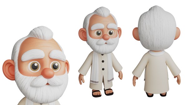 3D Cartoon old man character 3d model model