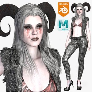 Realistic Rigged Demon Female Character 3D model