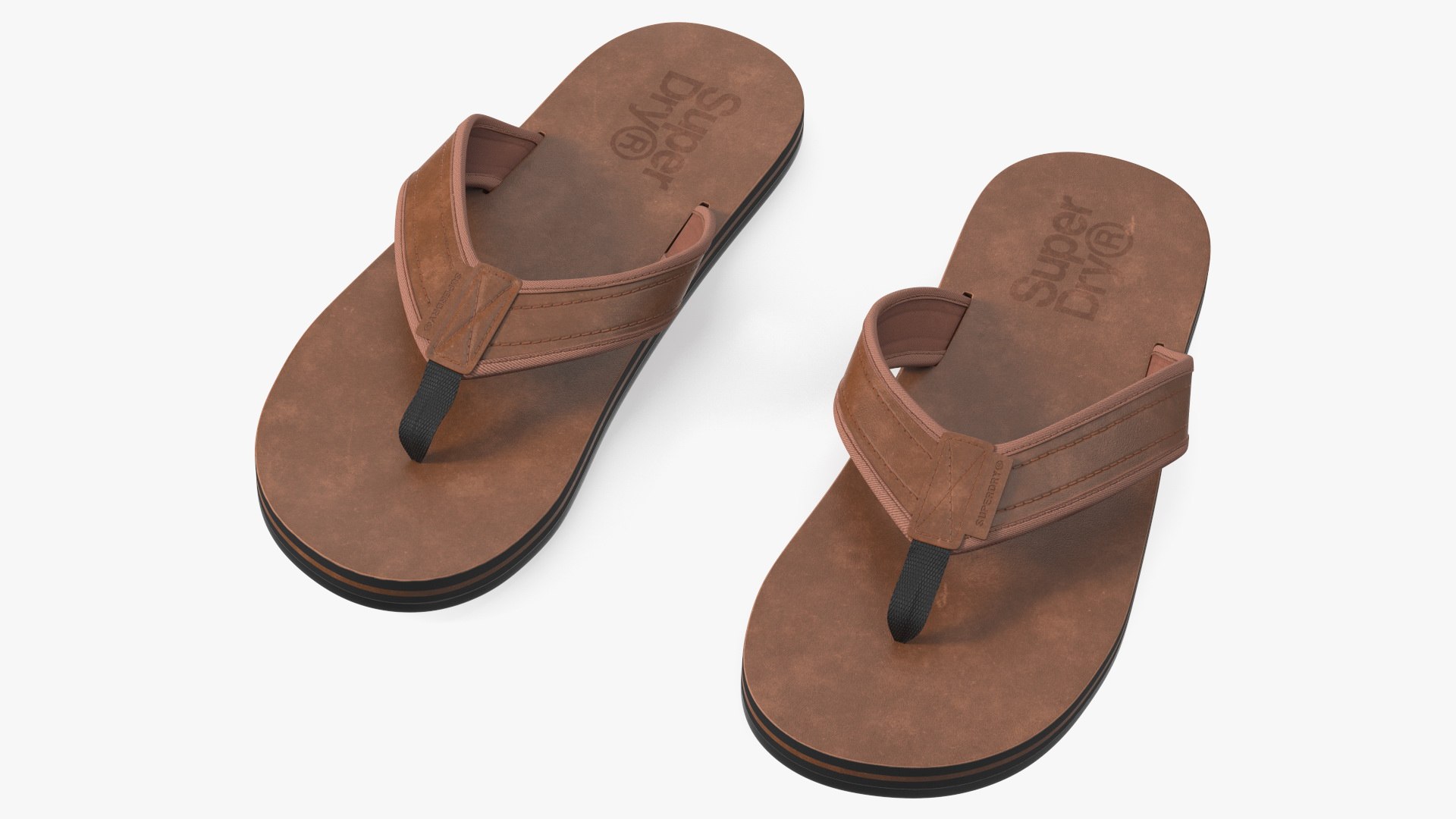 Flip Flops Sandals Superdry Brown 3D model preview