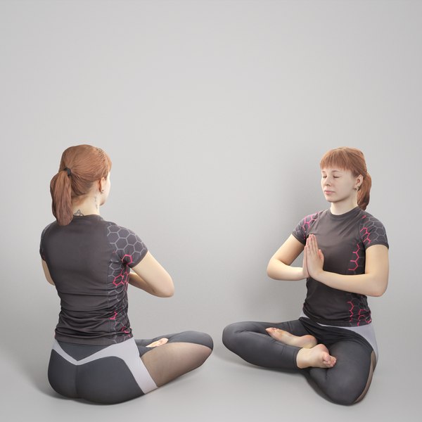 Beautiful young woman in lotus pose 307 3D model