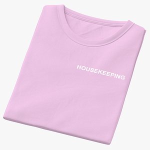 3D Female Crew Neck Folded Pink Housekeeping 01 model