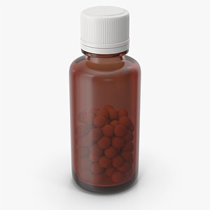 3D Brown Pill Bottle With Pills