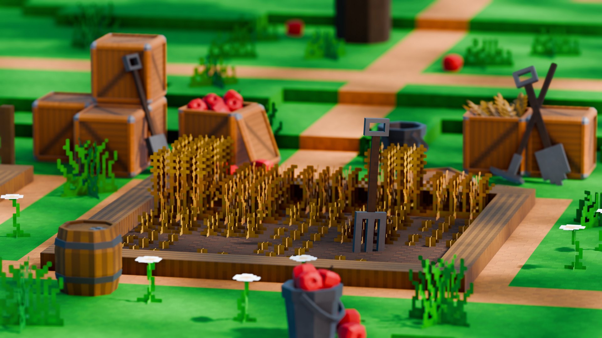 3D Pixel Farm Modular Asset Pack - TurboSquid 2348296