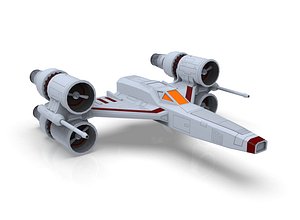3D Spaceship starship likeness of X-WING Low-poly