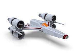 Spaceship starship likeness of X-WING Low-poly