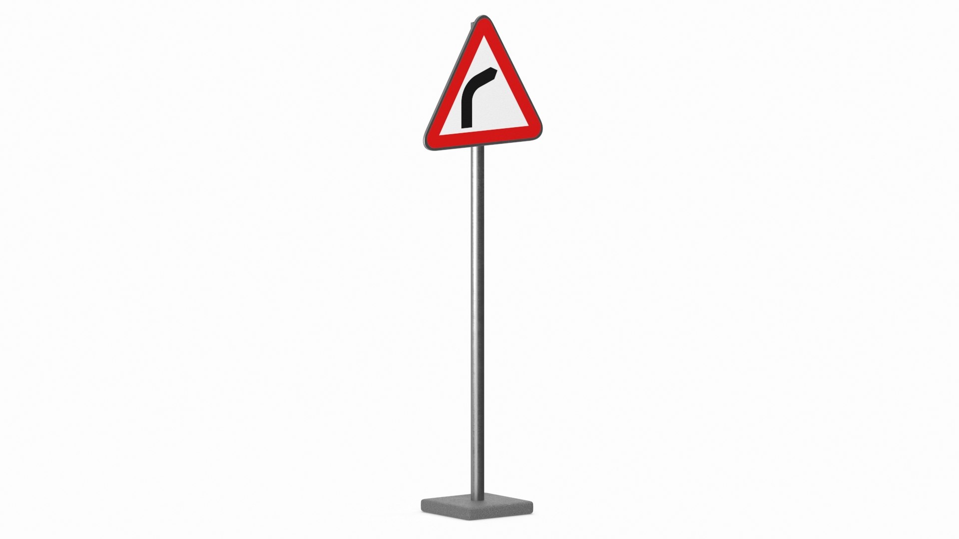 Bend to Right Road Sign 3D model preview