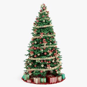 Modern Artficial Wire Decorated Christmas tree 3D model