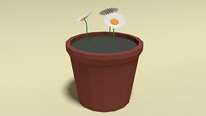 flower pot daisy 3D model