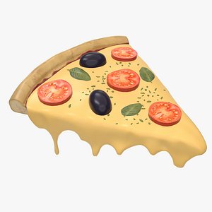 Pizza slice with dripping melted cheese
