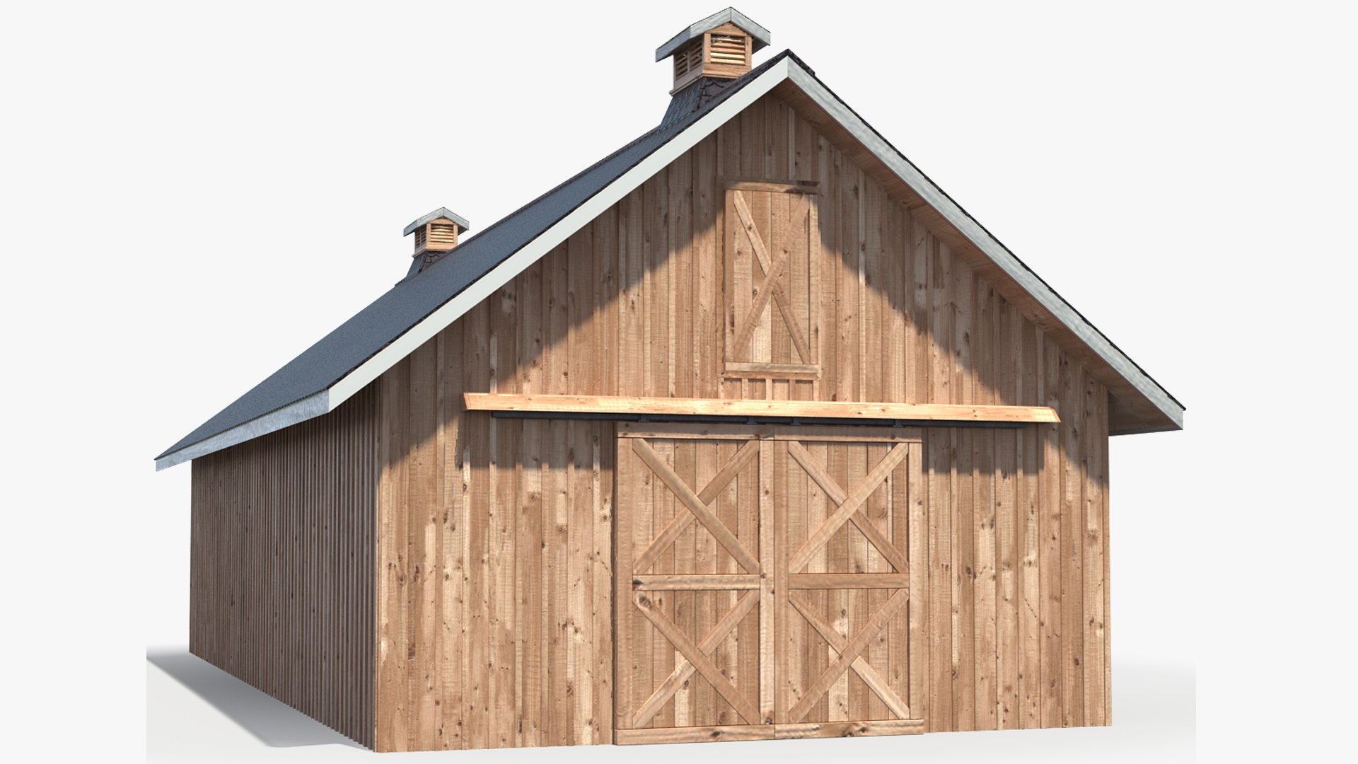 Rustic Wooden Barn 3D model preview